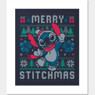 Merry Stitchmas Funny Cute Christmas Gift Posters and Art